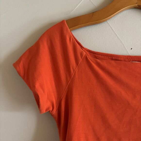 Boden Orange Ruched Cap Sleeve Off Shoulder BodyCon Mini Dress Lined SZ 4‎ Small - Picture 3 of 10